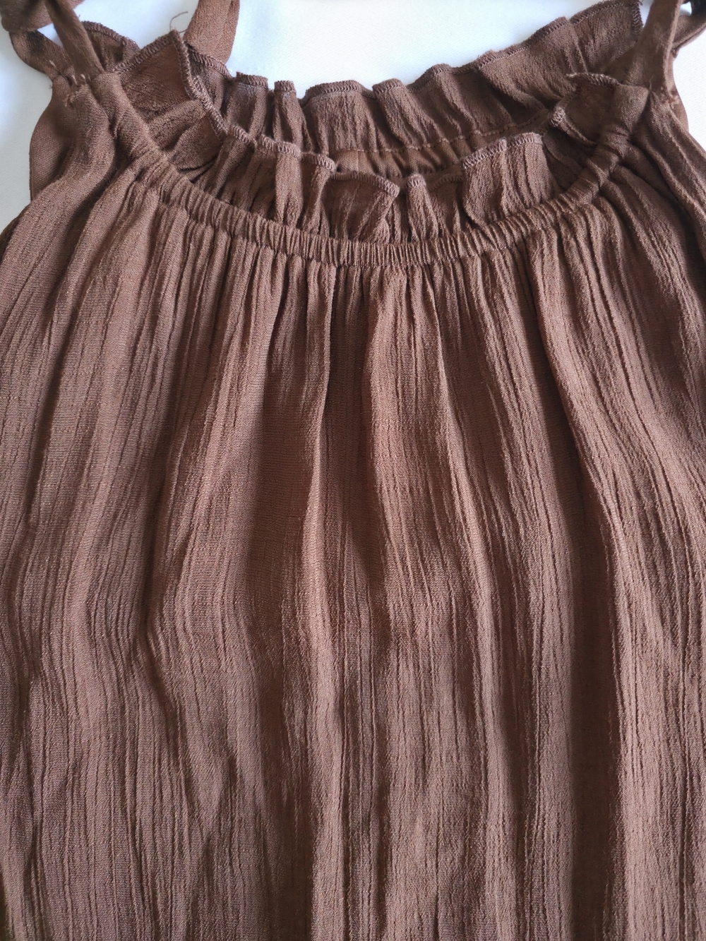 Signature Robbie Bee Brown Dress XL Sleeveless Flowy Ruffle Hem - Picture 10 of 12